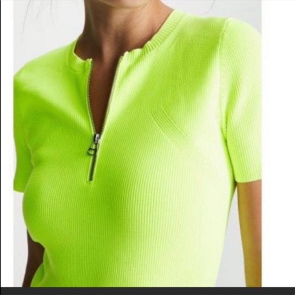 Helmut Lang Neon Green Short Sleeve Top